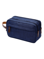 Necesario de aseo para hombre en tela impermeable de color azul liso Necesario de aseo para hombre en tela impermeable de color azul liso