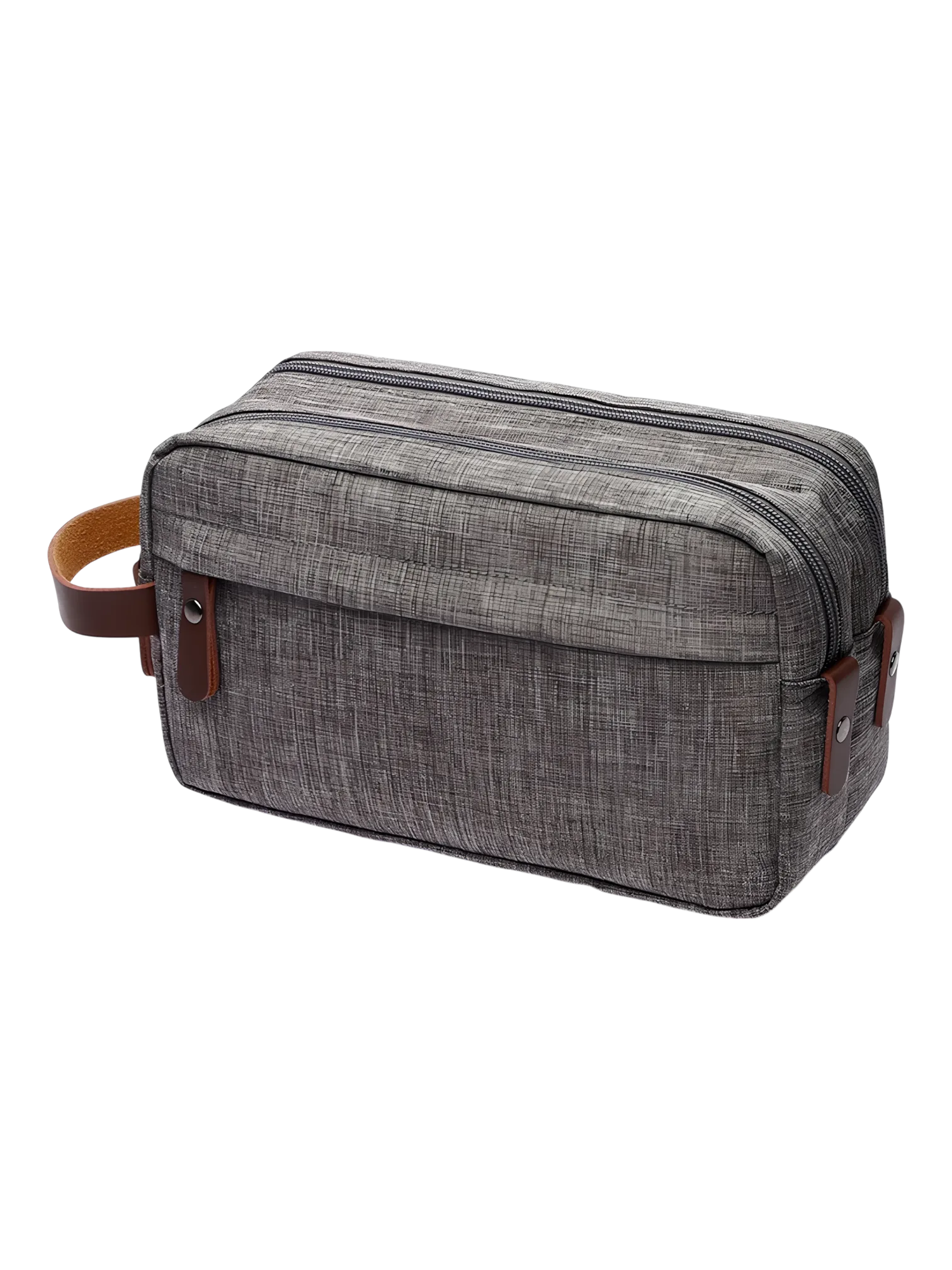 Trousse de toilette homme en toile imperméable couleur unie gris