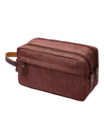 Trousse de toilette homme en toile imperméable couleur unie marron
