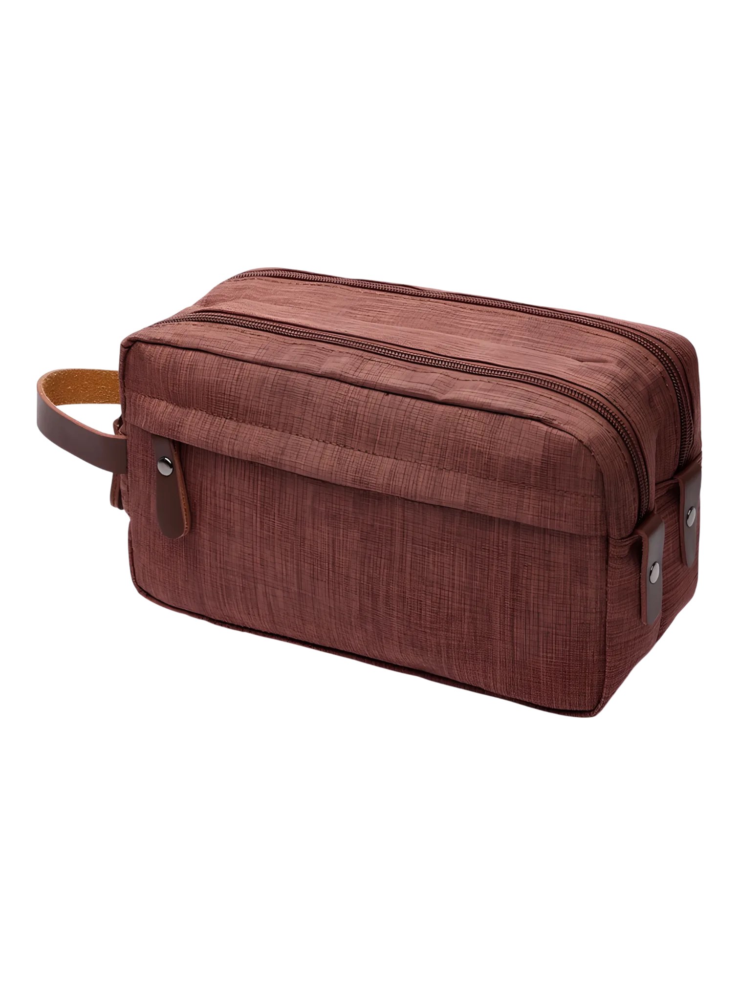 Trousse de toilette homme en toile imperméable couleur unie marron