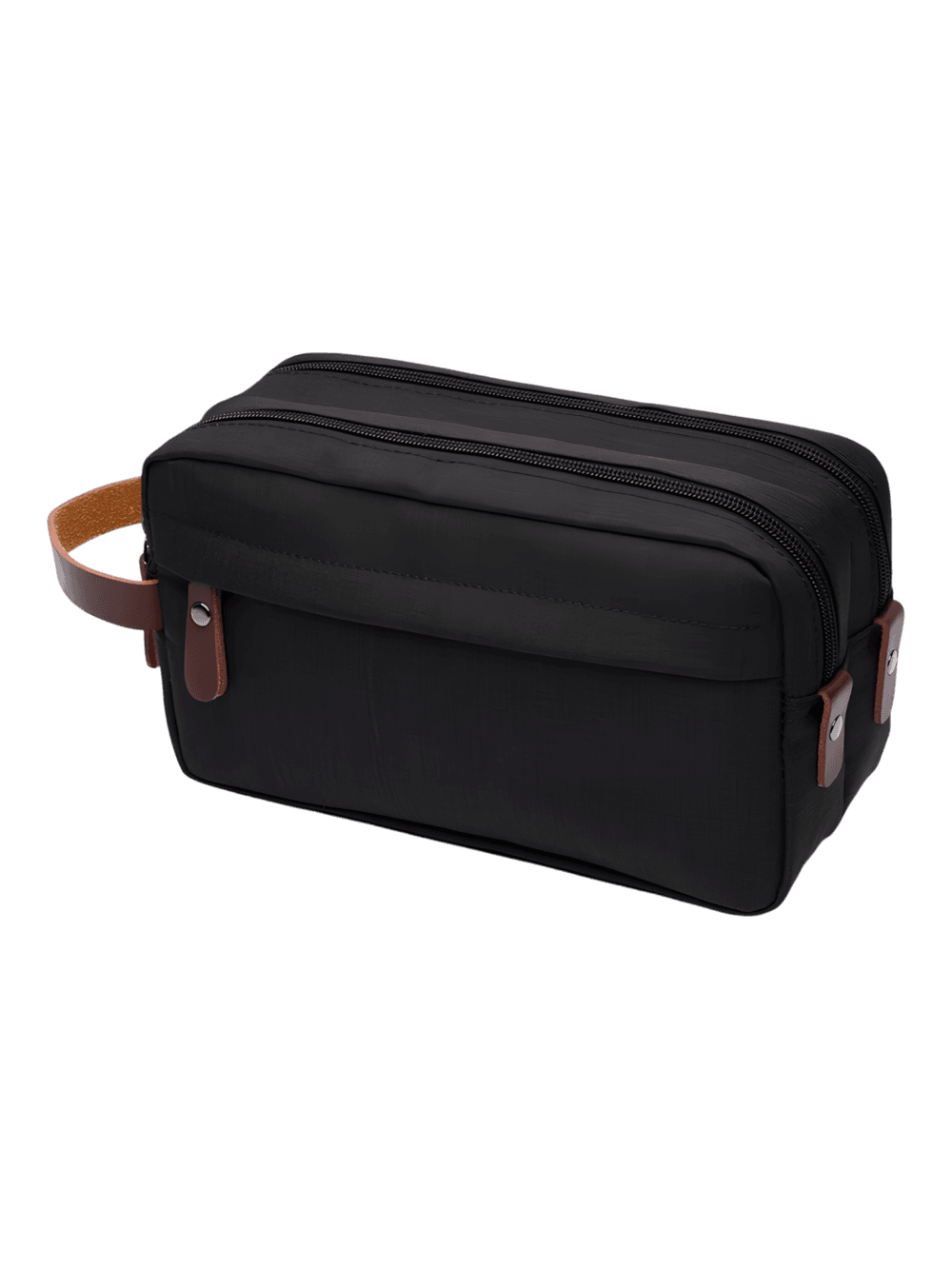 Borsa da toilette in tela impermeabile per uomo, monocolore nero Borsa da toilette in tela impermeabile per uomo, monocolore nero