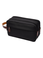 Borsa da toilette in tela impermeabile per uomo, monocolore nero Borsa da toilette in tela impermeabile per uomo, monocolore nero