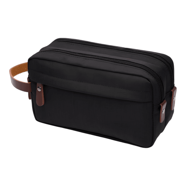 Trousse de toilette homme en toile imperméable couleur unie noir