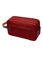 Trousse de toilette homme en toile imperméable couleur unie rouge Trousse de toilette homme en toile imperméable couleur unie rouge