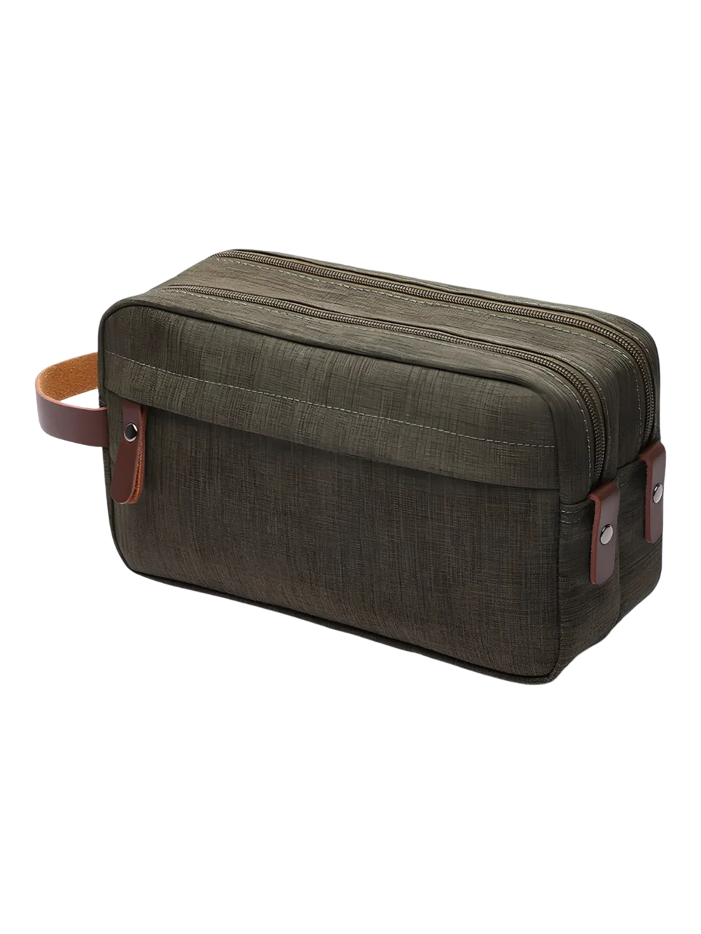 Trousse de toilette homme en toile imperméable couleur unie vert