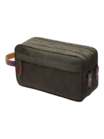 Trousse de toilette homme en toile imperméable couleur unie vert