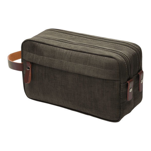 Trousse de toilette homme en toile imperméable couleur unie vert