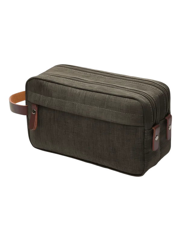 Necesario de aseo para hombre en tela impermeable de color verde liso