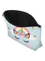 Semplice astuccio per matite da bambina con stampa di unicorno, vista interna