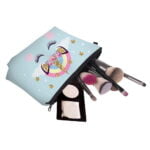 Trousse de maquillage pour enfant motif licorne bleue contenu