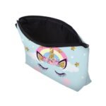 Trousse de maquillage pour enfant motif licorne bleue ouverte