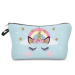 Trousse de maquillage pour enfant motif licorne bleue présentation