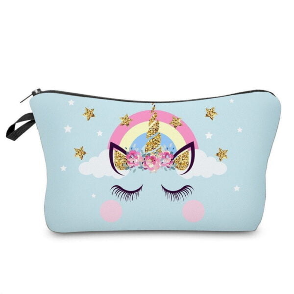 Trousse de maquillage pour enfant motif licorne bleue présentation