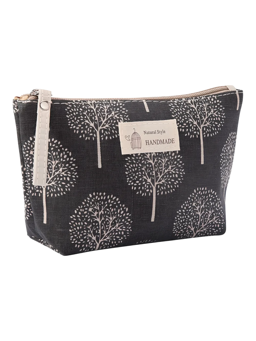 Borsa per il trucco da donna in tessuto con motivi di natura e animali arbustivi Borsa da trucco da donna in tessuto con motivi naturalistici e animali arbustivi
