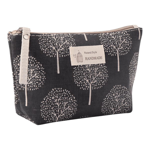 Trousse maquillage femme en tissu motifs nature et animaux arbustes