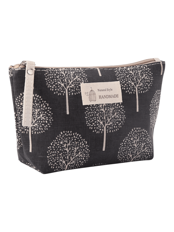 Trousse maquillage femme en tissu motifs nature et animaux arbustes