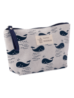 Saco de maquilhagem para mulher em tecido com motivos da natureza e de animais de baleia azul Saco de maquilhagem para mulher em tecido com motivos da natureza e de animais de baleia azul