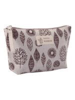 Saco de maquilhagem para mulher em tecido com motivos de natureza e folhagem animal Saco de maquilhagem para mulher em tecido com motivos de natureza e folhagem animal