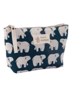 Borsa per il trucco da donna in tessuto con motivi di animali della natura e orsi bianchi Borsa per il trucco da donna in tessuto con motivi di animali della natura e orsi bianchi