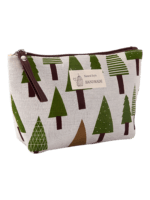 Kosmetiktasche für Frauen aus Stoff mit Natur- und Tiermotiven und grünen Tannenbäumen Kosmetiktasche für Frauen aus Stoff mit Natur- und Tiermotiven und grünen Tannenbäumen