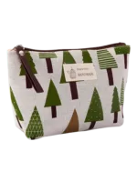 Borsa per il trucco da donna in tessuto con motivi di animali della natura e dell'abete verde Borsa per il trucco da donna in tessuto con motivi di animali della natura e di abeti verdi