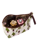 Borsa per il trucco da donna in tessuto con motivi naturalistici e animali, vista dall'interno Borsa per il trucco da donna in tessuto con motivi naturalistici e animali, vista dall'interno