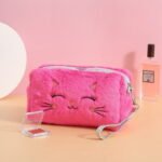 Trousse de toilette fille originale peluche chat rose