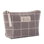 Trousse de toilette homme tissu design motif géométrique gris souris