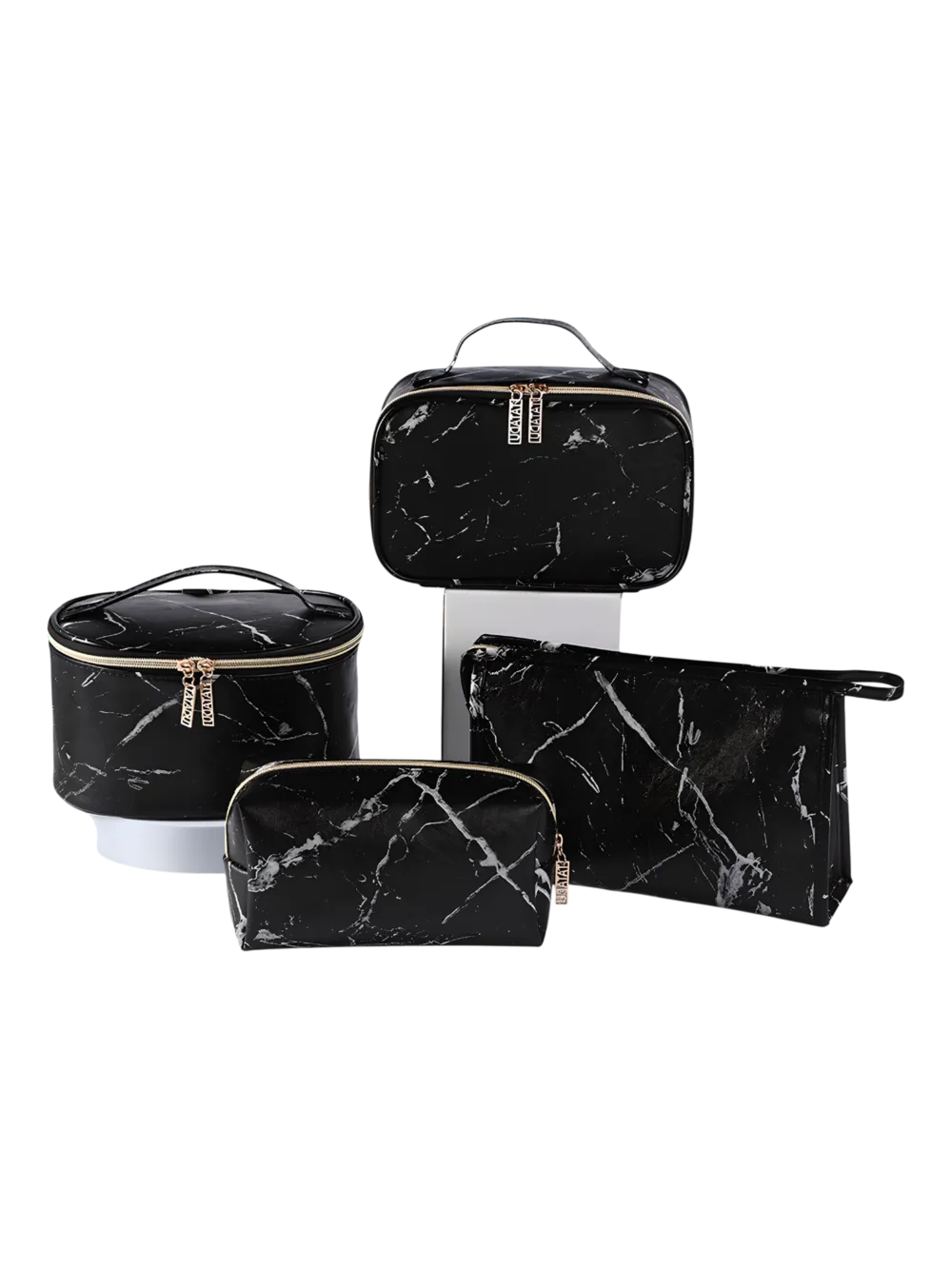 Trousses chic effet marbre noir