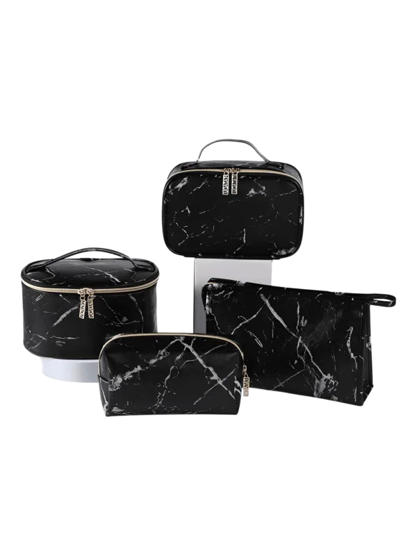 Chic black marble-effect pencil cases
