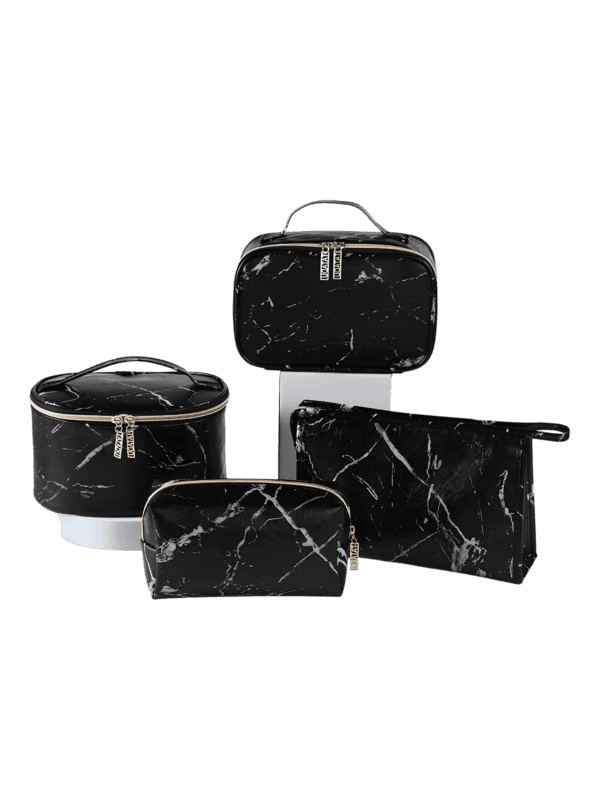 Chic black marble-effect pencil cases