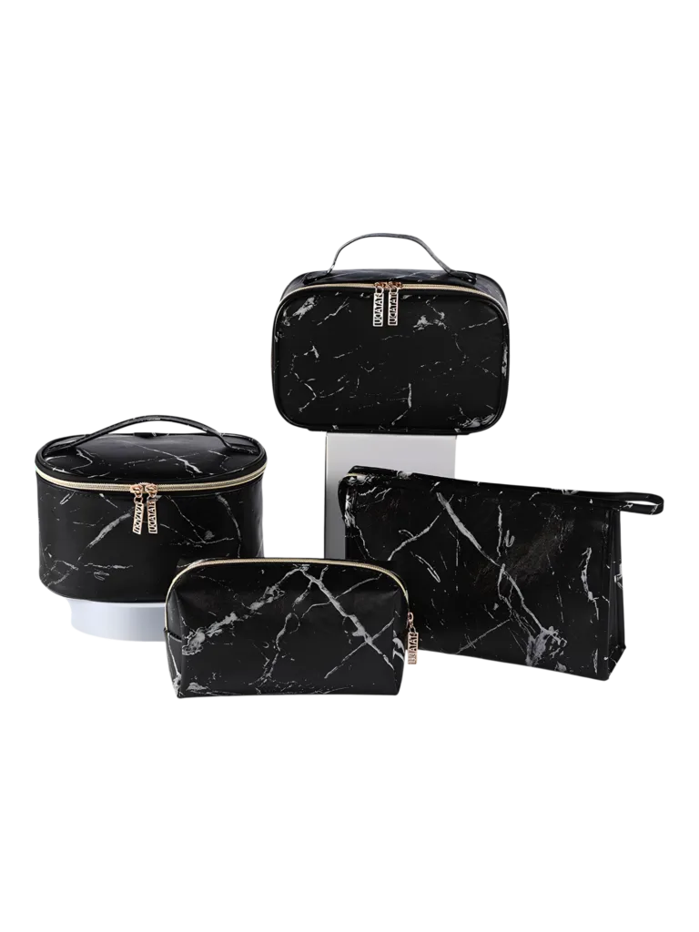 Trousses chic effet marbre noir