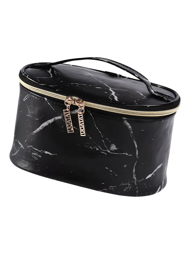 Trousses chic effet marbre noir vanity