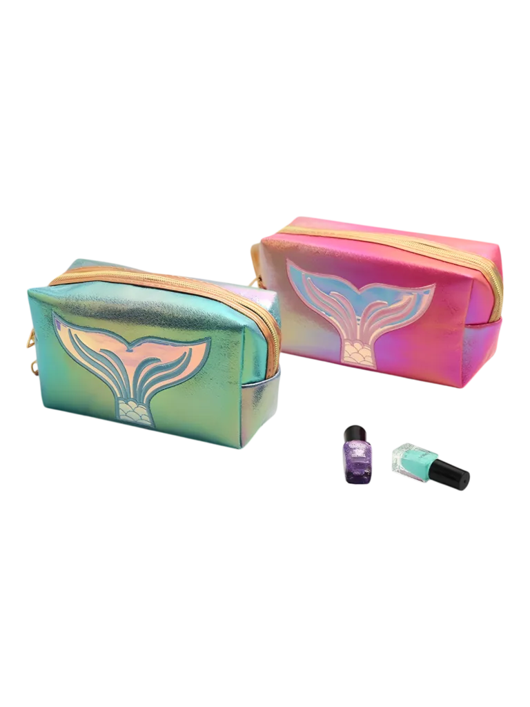 Kit di sirene luminose e colorate per bambine per la toilette o il make-up modello rosa e mela 1
