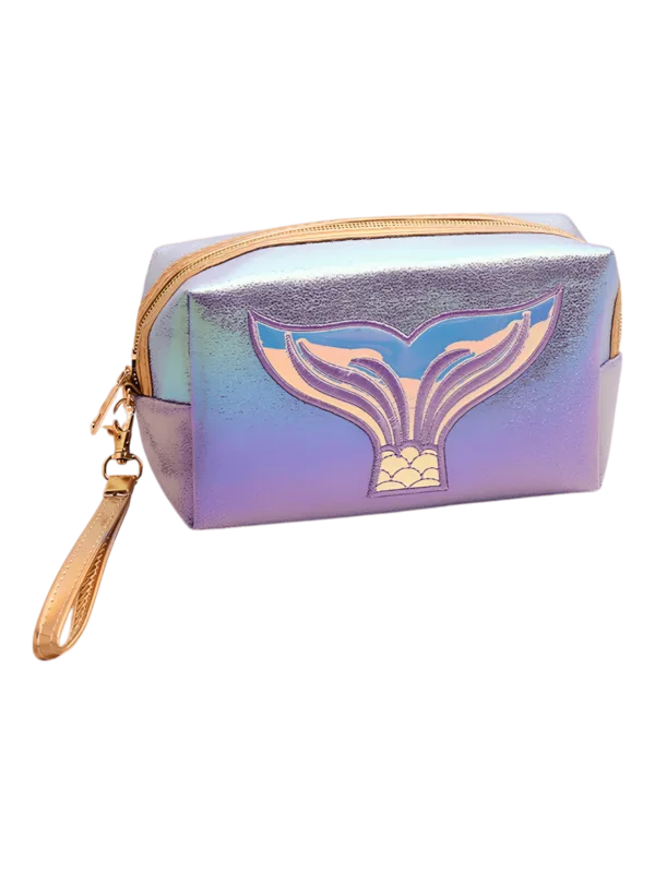 Trousses de sirènes brillantes et colorées de fille pour toilette ou maquillage modèle violette 1