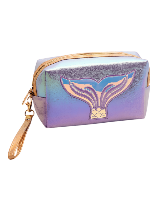 Trousses de sirènes brillantes et colorées de fille pour toilette ou maquillage modèle violette 1