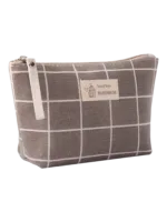 Borsa da toilette in tessuto a motivi geometrici, modello 1, motivo a quadri grigio Borsa da toilette in tessuto a motivi geometrici, modello 1, motivo a quadri grigio