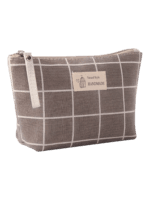 Toilettas van stof met geometrisch patroon, model 1, grijs ruitpatroon Toilettas van stof met geometrisch patroon, model 1, grijs ruitpatroon