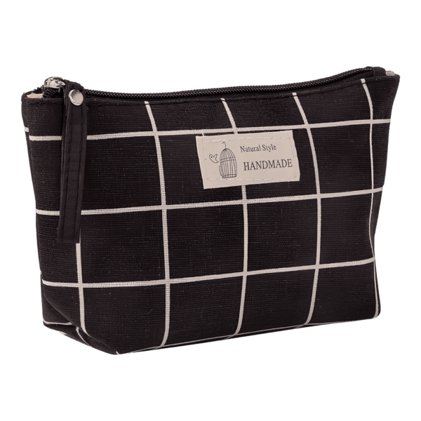 Trousses de toilette tissu motifs géométriques modèle 2 noir quadrillé