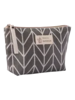 Borsa da toilette in tessuto a fantasia geometrica, modello 3 triangolare grigio Borsa da toilette in tessuto a fantasia geometrica, modello 3 triangolare grigio