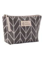 Kulturbeutel aus Stoff mit geometrischen Motiven Modell 3 grau dreieckig Kulturbeutel aus Stoff mit geometrischen Motiven Modell 3 grau dreieckig