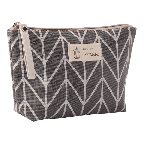 Trousses de toilette tissu motifs géométriques modèle 3 gris triangulaire