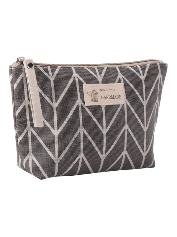 Trousses de toilette tissu motifs géométriques modèle 3 gris triangulaire