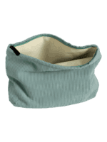Trousses en velours colorées femme toilette maquillage modèle vert olive intérieur