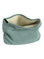Trousses en velours colorées femme toilette maquillage modèle vert olive intérieur