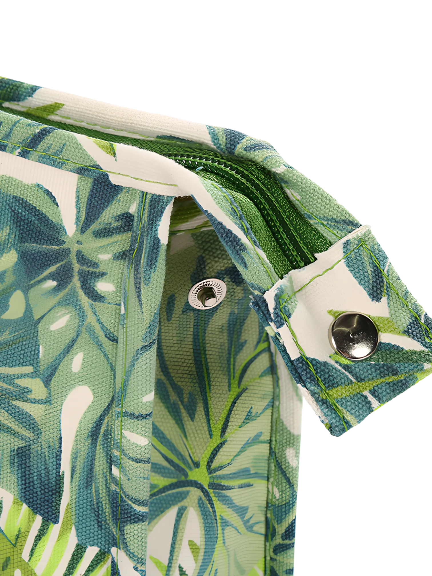 Trousses tropicales motif feuillages verts nature détails zip 3