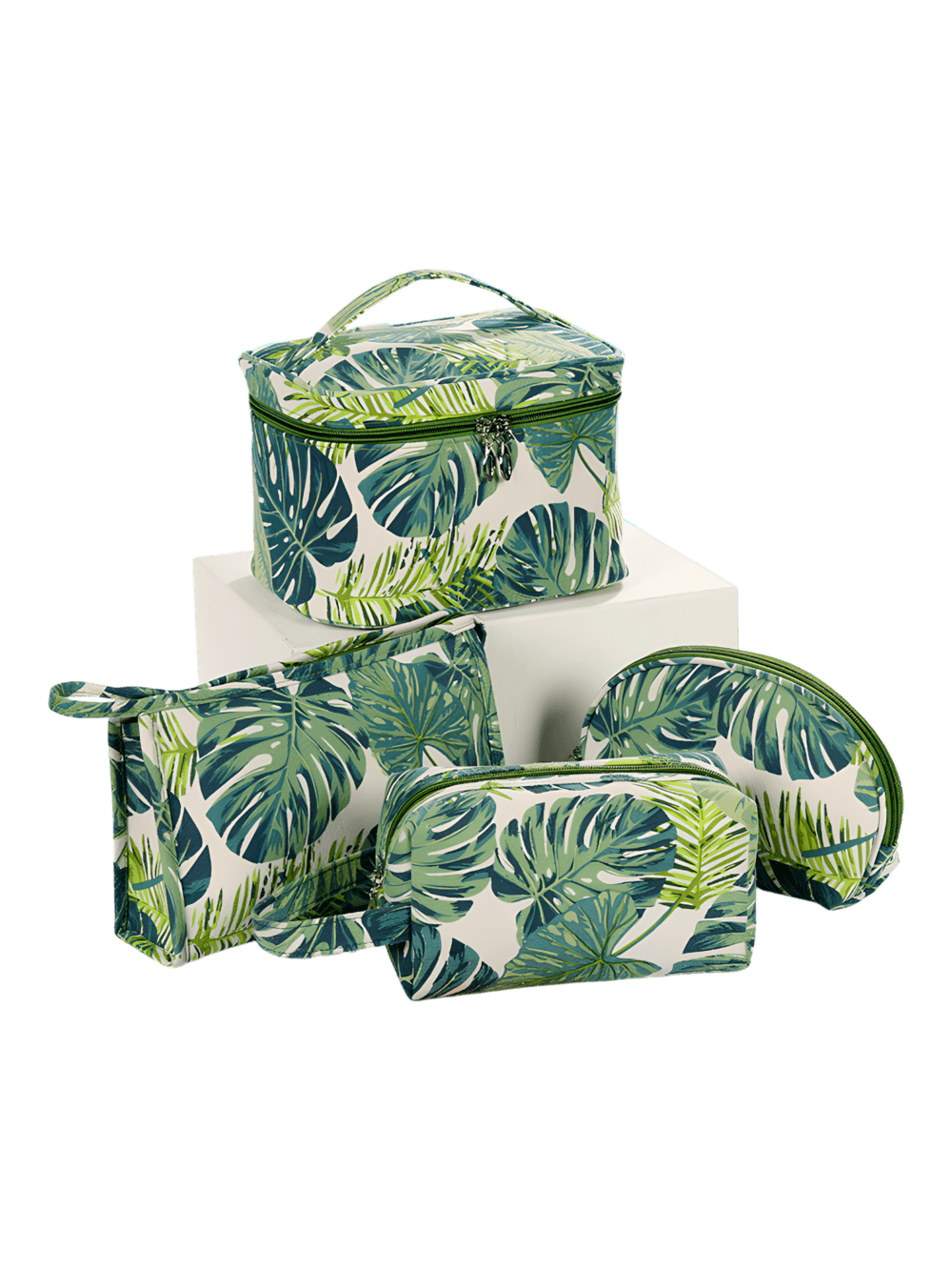 Trousses tropicales motif feuillages verts nature ensemble des modèles présentation
