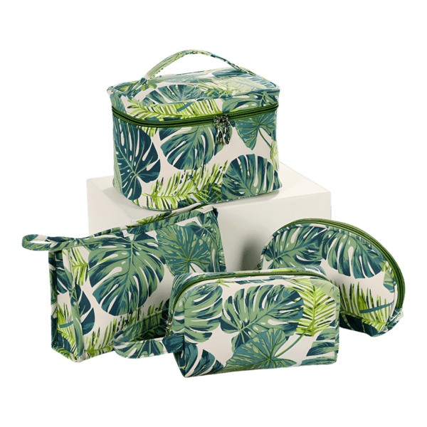 Trousses tropicales motif feuillages verts nature ensemble des modèles présentation
