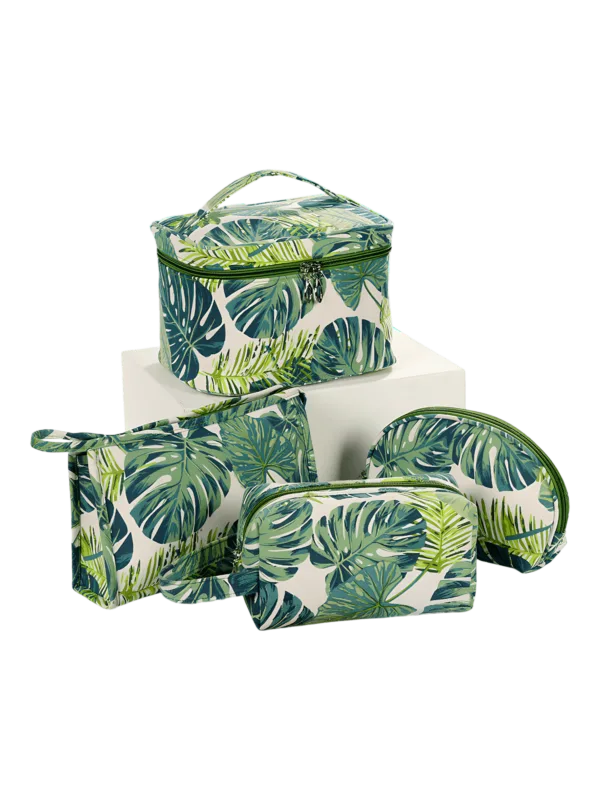 Tropiska kit grönt bladverk design natur presentation set
