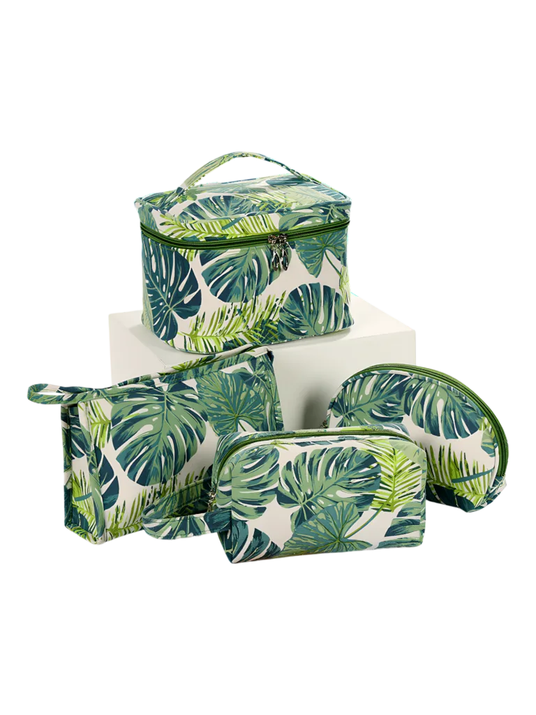 Trousses tropicales motif feuillages verts nature ensemble des modèles présentation